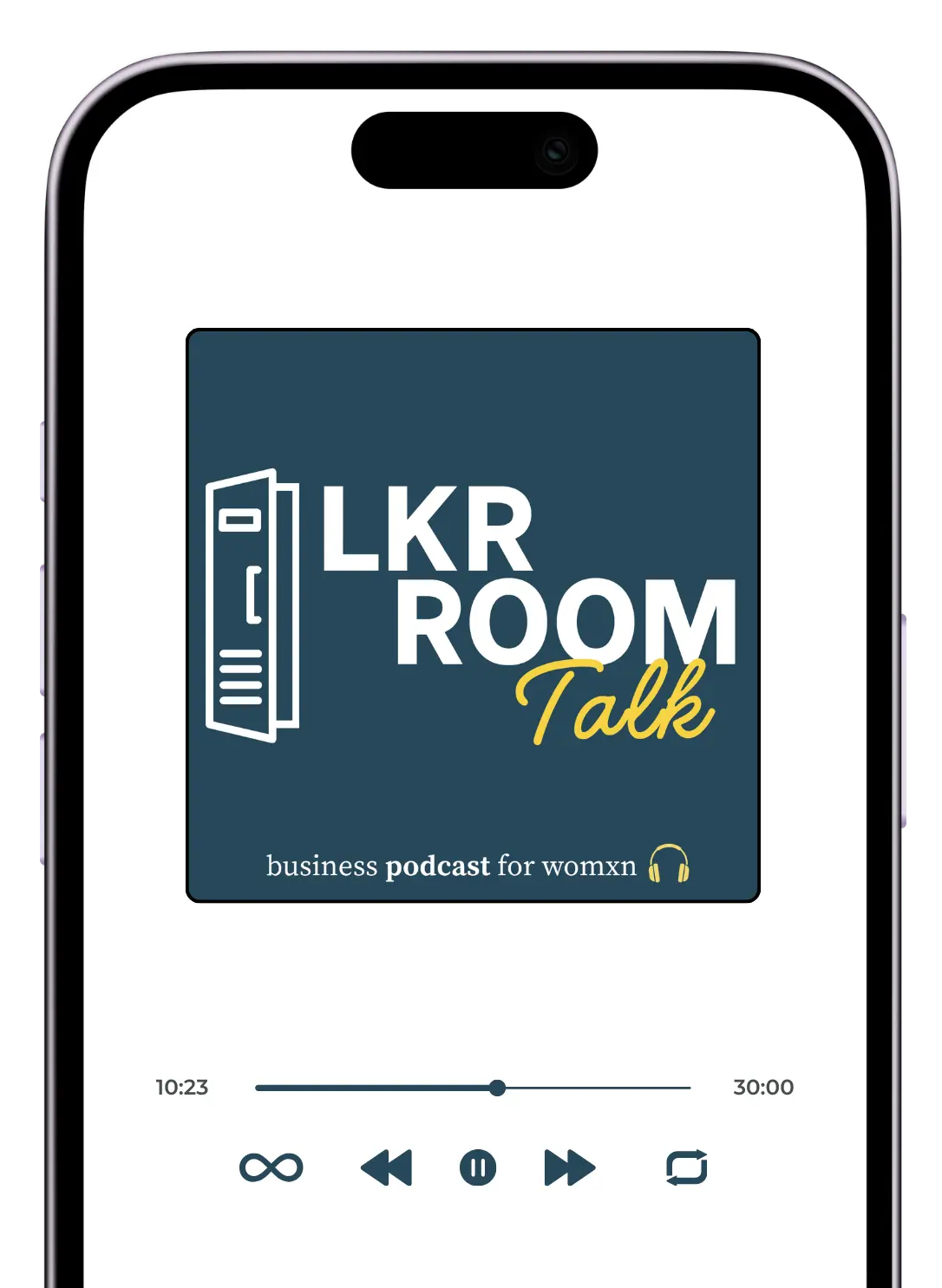 Mock-up of the LKR ROOM Talk Podcast featuring Reilly Beatty and Stacie Miller